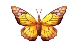 Bright yellow butterfly . Colorful winged insect on white background. isolated element vector