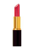 Lipstick isolated on white background.Red lipstick in a black tube with gold trim on a white background. vector