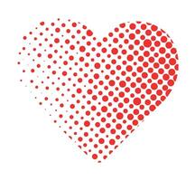 Halftone heart isolated on white background. Red heart with halftone circles. Pop art style. vector