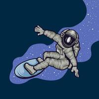 An astronaut riding a skateboard in space vector