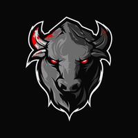 The head of an angry buffalo on a black background vector