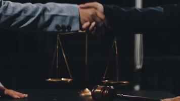 Businessman shaking hands with judge video