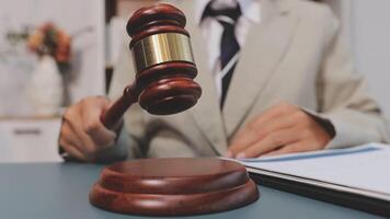 A judge's gavel on a desk video