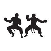 Two silhouettes of two men in karate stance vector
