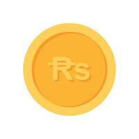 Mauritius Rupee Gold currency coin flat icon design vector