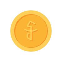 Cambodian riel Gold currency coin flat icon vector