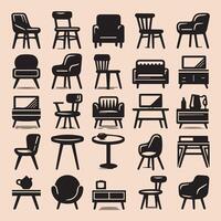 Creative Set Of An Table and Sofa Design on a white background vector