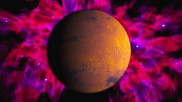 Planet Mars with nebula video