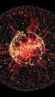 Close up of breathtaking movement of electrical discharges inside the spherical body. Animation. Beautiful cloud of dots, flashing neon lines isolated on black background. video