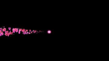 Line particles of heart-shaped gems and stars flowing horizontally, 4 types, straight and curved. video