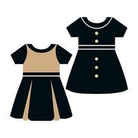 Two black and tan dresses on a white background vector