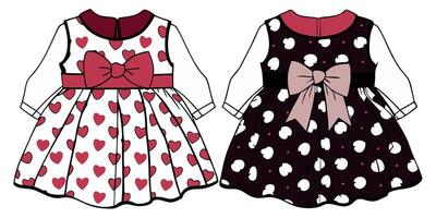 Two dresses with hearts on them vector