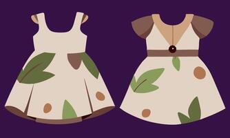 Two dresses with leaves on them vector