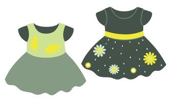 Two dresses with flowers on them vector