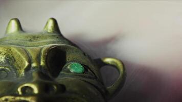 Devil Metallic Statue Object in Smoke video