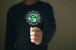 person show technology icon to save energy,and reduce global warming,ecology friendly investment,ESG environment social governance,nature green Business Innovation and Sustainable Development concept photo