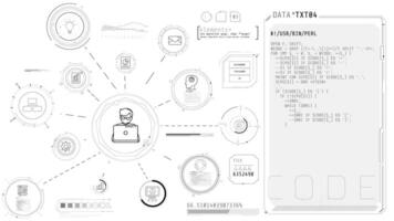 Monochrome infographics on the theme of IT professional and programming. video