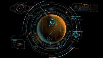 Infographic interface of aliens exploring the planet. video
