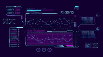 High-tech interface for data processing with animated HUD elements video