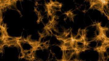 A yellow background in the form of an evolving network of neurons. Abstract animation. video