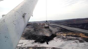 Heavy Machinery Operations in OpenPit Mining Focus on Efficiency and Safety Standards. Stock Clip video