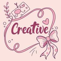 creative frame with a bow and a heart T-shirt design vector