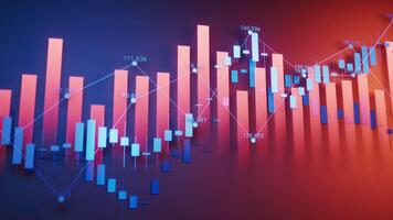 Statistical graph with business finance concept, 3d rendering. video