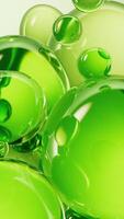 transparente verde líquido bolhas fundo, 3d Renderização. video