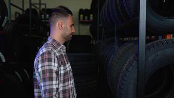 Confused buyer can't choose tires in auto shop video