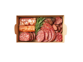 Assorted charcuterie in a box,isolate background png