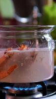 Shrimp are boiled in hot steam. Macro background. video