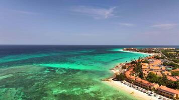 Aerial view of the sea on the Caribbean island of Aruba video