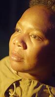 An Introspective Portrait of a Woman Bathed in Warm and Inviting Lighting and Ambiance video