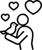 Bokeh hearts surrounding a person holding a rabbit vector