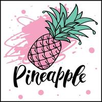 a pineapple with the word pineapple written on it vector