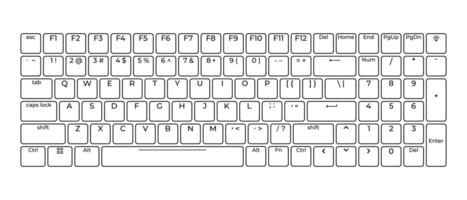 Computer keyboard button layout template with letters for graphic use. Modern computer keyboard, illustration vector