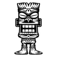 Unique tiki design showcasing an intricate mask with bold features and strong expression vector