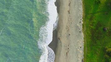 Rough Ocean In Sicily With Beach Nature Background Overhead Vertical Relaxing video