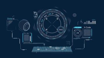 Animation of high-tech display design for data processing video