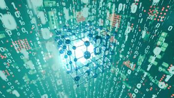 abstrato sistema do quantum Informática, a futuro supercomputador tecnologia, 3d Renderização video