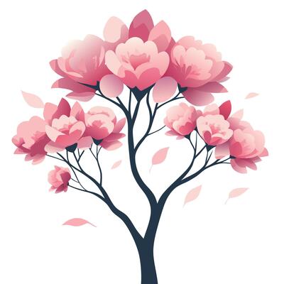 Cre colorful flowers and leaves set design on a white background