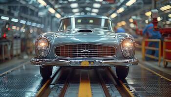 Classic Car Assembly Line Production View photo
