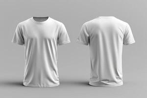 A white crew neck tshirt shown from front and back views photo