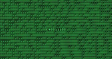 Binary code passing to 0 and message encrypted at end of the conversion video