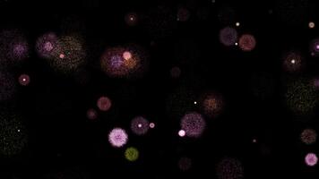 Loop spark firework particles animation on black abstract background video