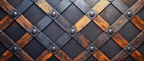 A black and brown metal frame with a pattern of squares25 photo