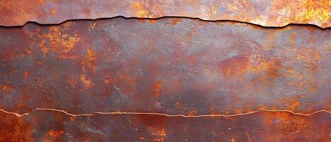 A rusty metal surface with a line of rust on it photo