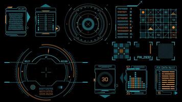 High-tech interface design elements set, on alpha channel video
