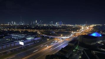 Experience the Stunning Night View of a City Skyline with Beautiful Dynamic Light Trails video