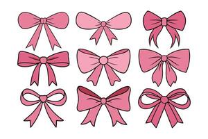 Set of Coquette Bow Valentine's Day Cute Girly Valentine Clipart for Cricut and Sublimation. vector